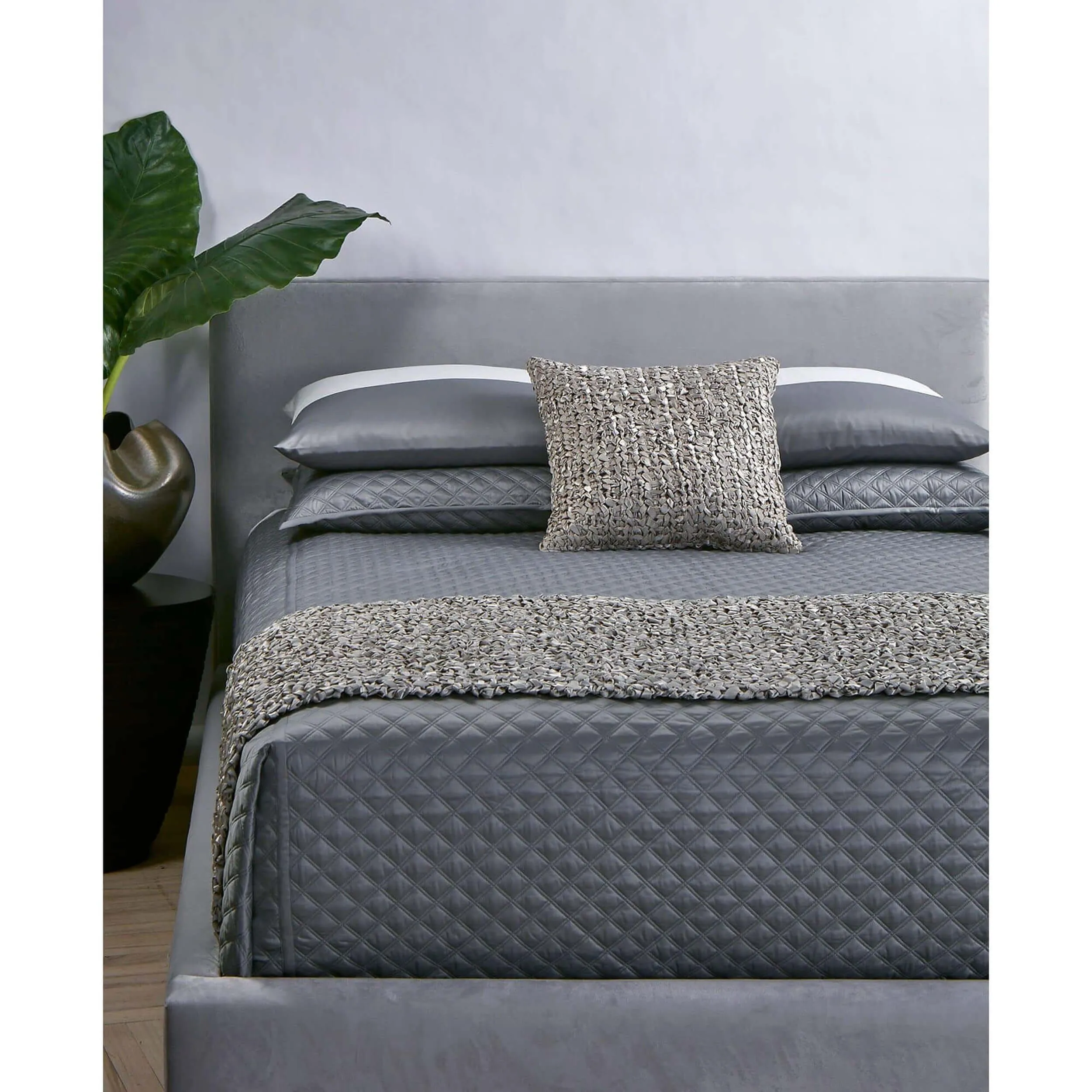 Double Diamond Coverlet Set, Charcoal