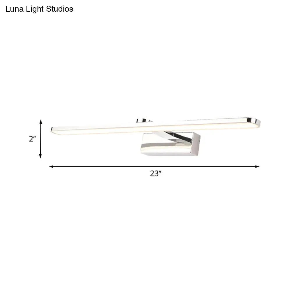 Elongated Acrylic Vanity Lighting 16"/17"/23" LED Wall Light Sconce for Bathroom – White Finish, Warm/White Light