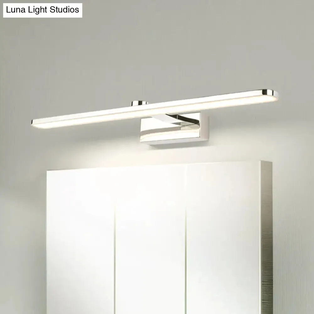 Elongated Acrylic Vanity Lighting 16"/17"/23" LED Wall Light Sconce for Bathroom – White Finish, Warm/White Light