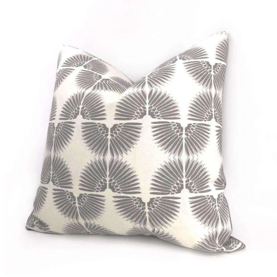 Erte Art Deco Fans Gray White Pillow Cover