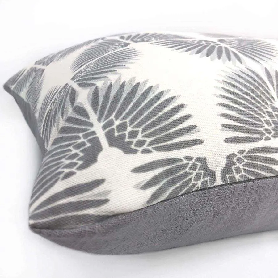 Erte Art Deco Fans Gray White Pillow Cover