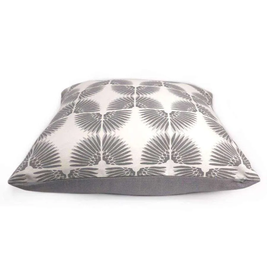 Erte Art Deco Fans Gray White Pillow Cover