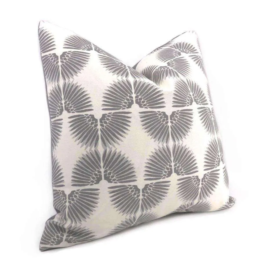 Erte Art Deco Fans Gray White Pillow Cover