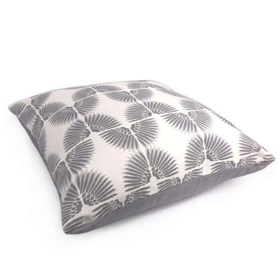 Erte Art Deco Fans Gray White Pillow Cover