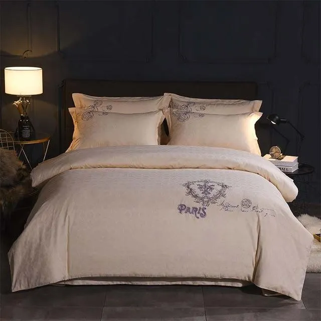 Europe luxury Embroidery Bedding Sets 100% Egypt Cotton Bedclothes Duvet/Quilt Cover Bed Linen Sheet wedding Set Queen King Size