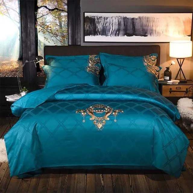 Europe luxury Embroidery Bedding Sets 100% Egypt Cotton Bedclothes Duvet/Quilt Cover Bed Linen Sheet wedding Set Queen King Size