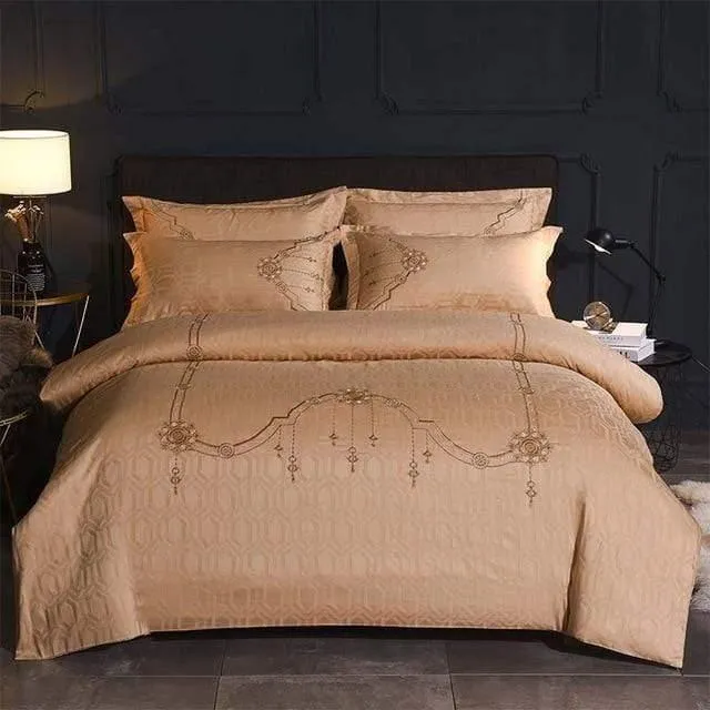 Europe luxury Embroidery Bedding Sets 100% Egypt Cotton Bedclothes Duvet/Quilt Cover Bed Linen Sheet wedding Set Queen King Size