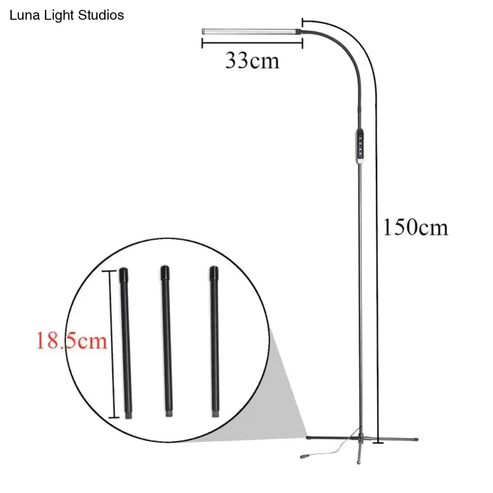 EU/US Plug Adjustable Height Floor Lamps For LED Light Clamp Remote Control Dimmable Reading Desktop Lamp Tripod Study Room