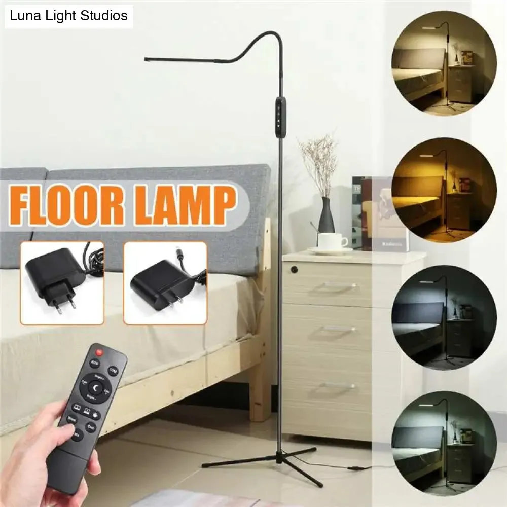 EU/US Plug Adjustable Height Floor Lamps For LED Light Clamp Remote Control Dimmable Reading Desktop Lamp Tripod Study Room