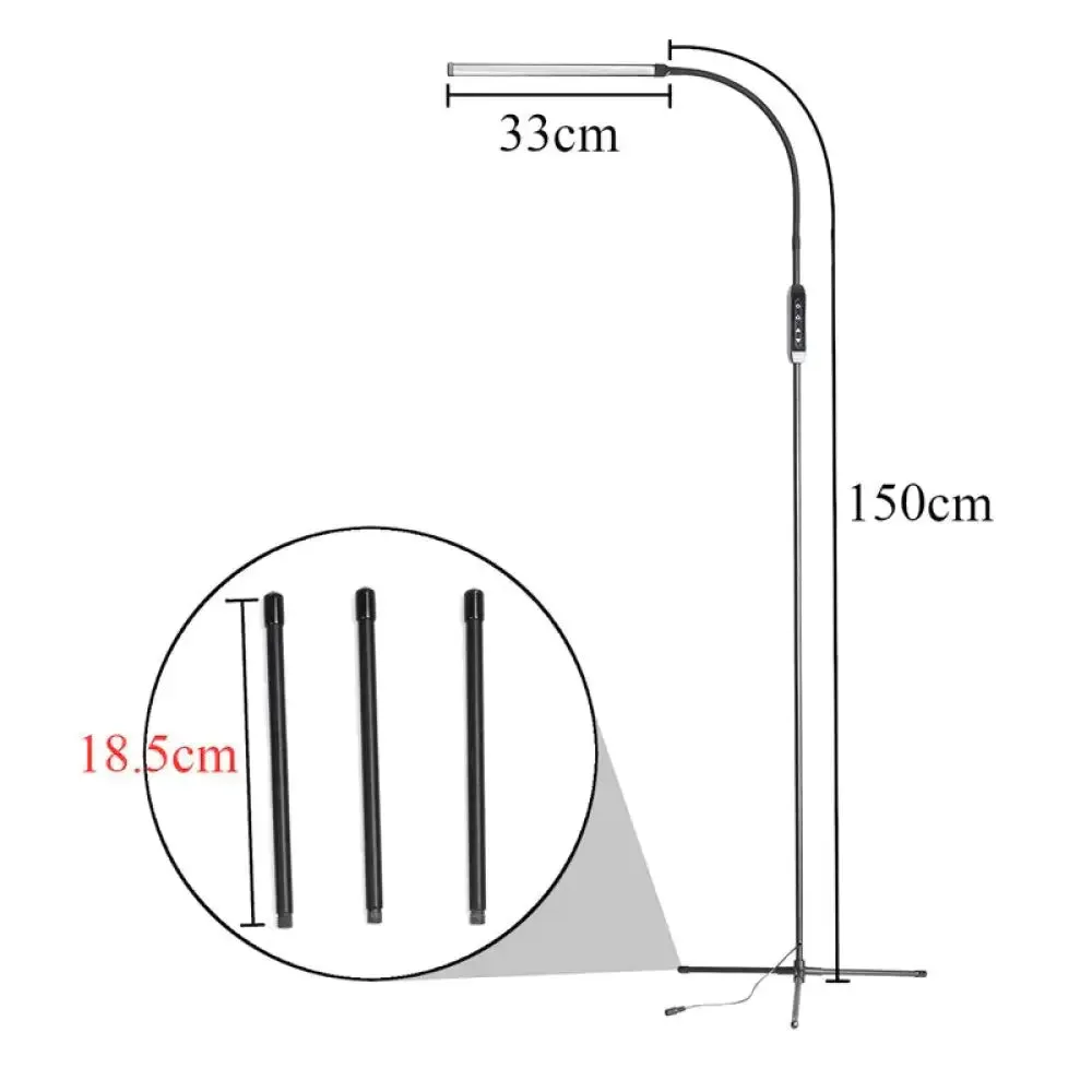 EU/US Plug Adjustable Height Floor Lamps For LED Light Clamp Remote Control Dimmable Reading Desktop Lamp Tripod Study Room