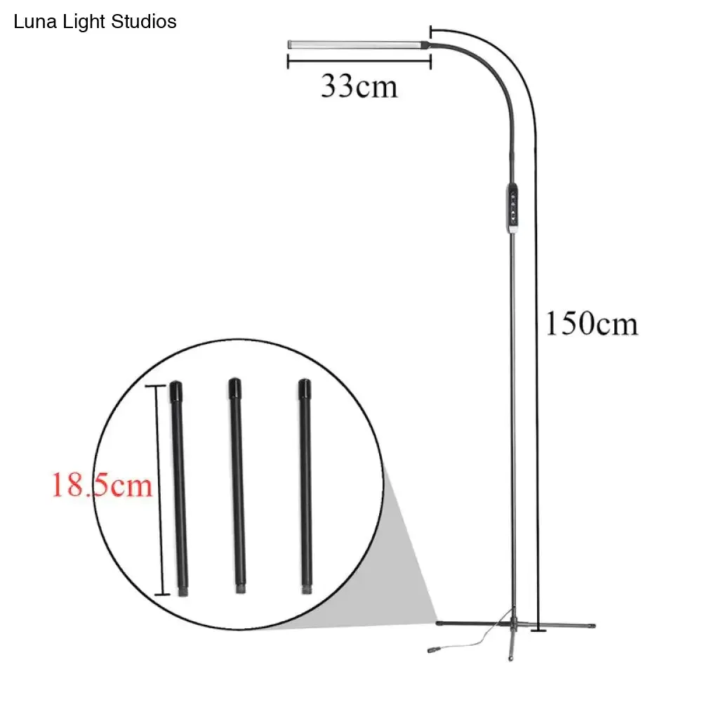 EU/US Plug Adjustable Height Floor Lamps For LED Light Clamp Remote Control Dimmable Reading Desktop Lamp Tripod Study Room