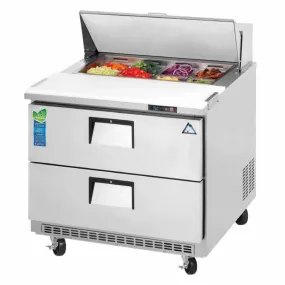 Everest - EPBNSR2-D2, Commercial 35" 6 Pan Salad Sandwich Food Prep Table Refrigerator Two Drawers