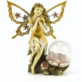 Fairy Angel Butterfly Wings Crystal Globe Solar Powered Led Outdoor Garden Light