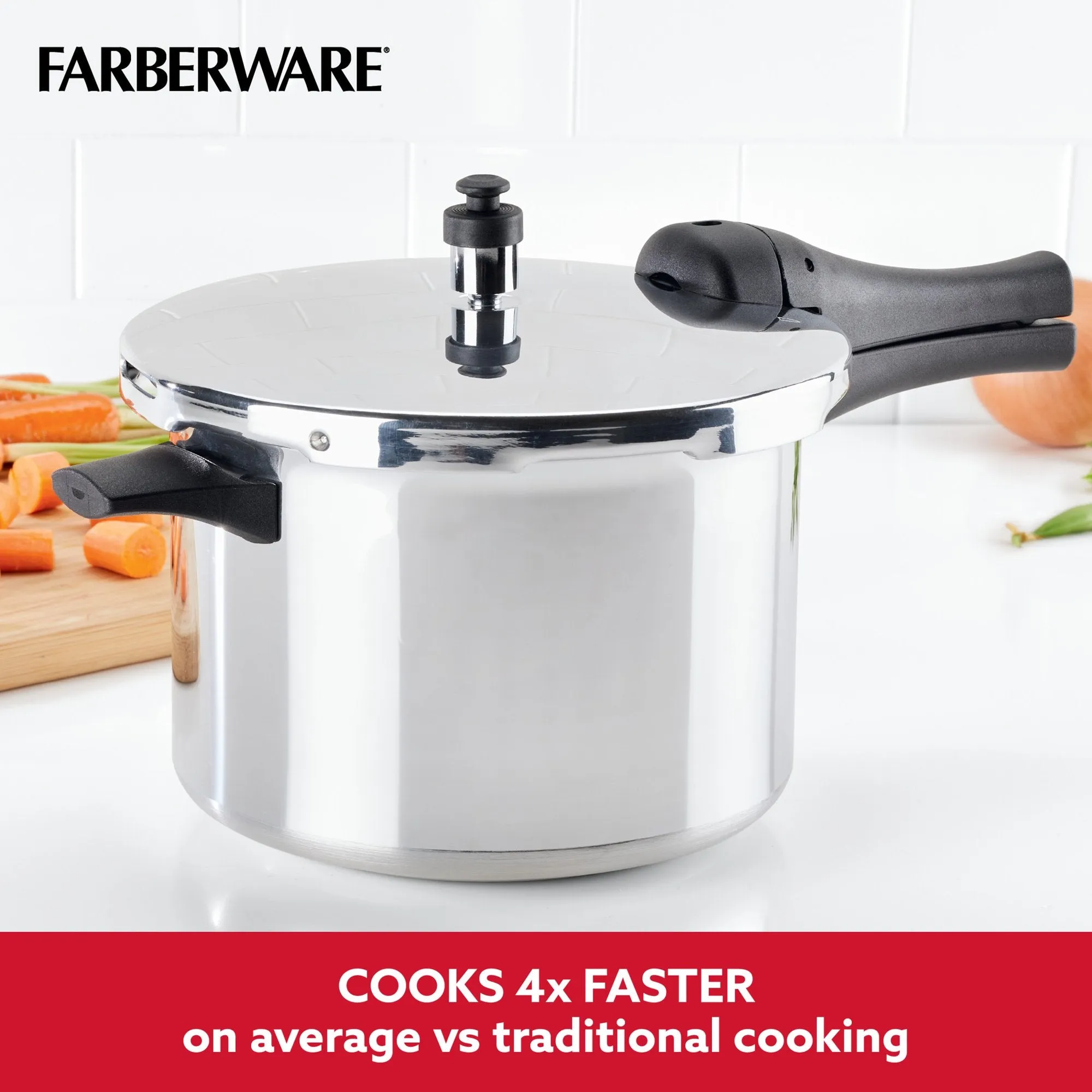 Farberware 48296 6-Quart Aluminum Stovetop Pressure Cooker, 15 PSI