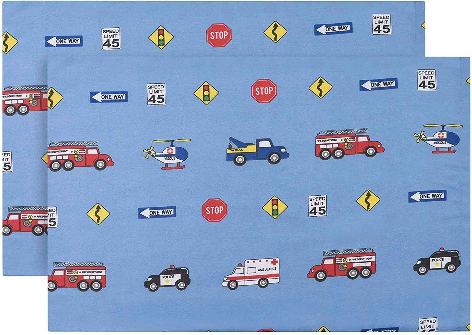 Fire, Police and Rescue 2-Pack Toddler Travel Pillowcases