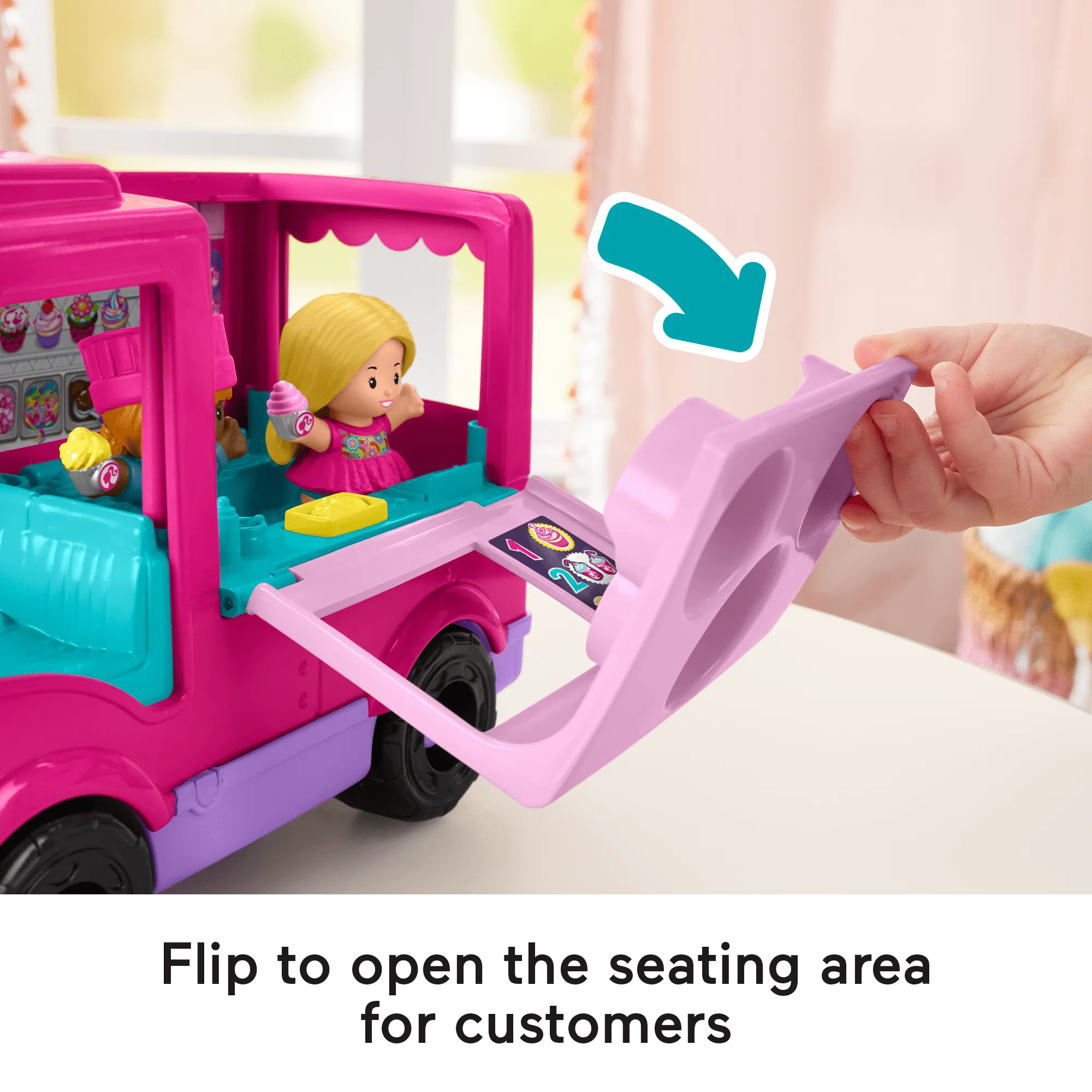 Fisher-Price Little People Barbie Cupcake Truck Musical Toddler Playset With 9 Play Pieces