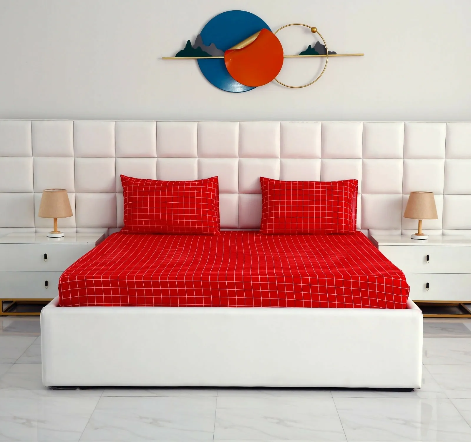 Fitted Bed Sheet-Red Check