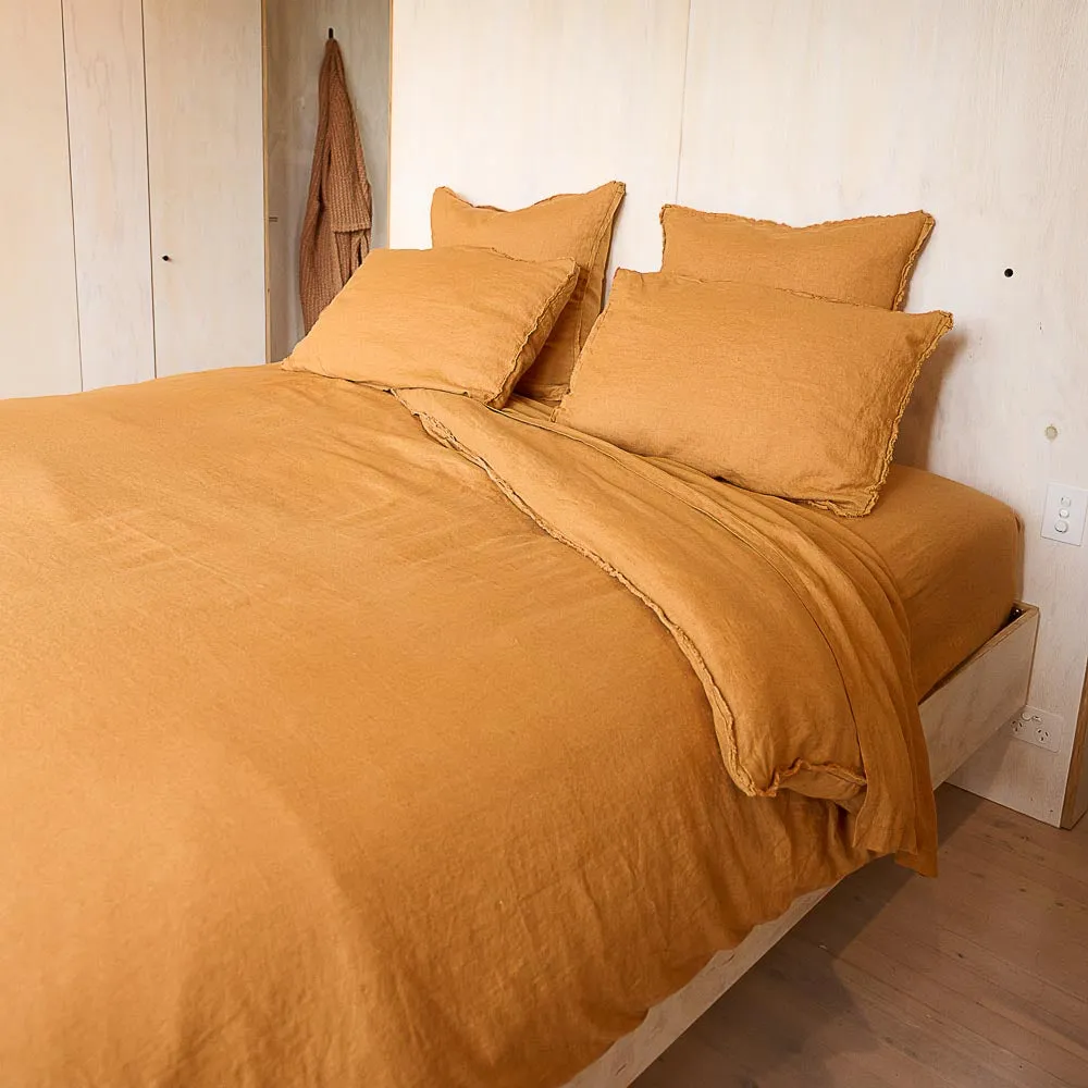 French Linen Flat Sheet - Ochre