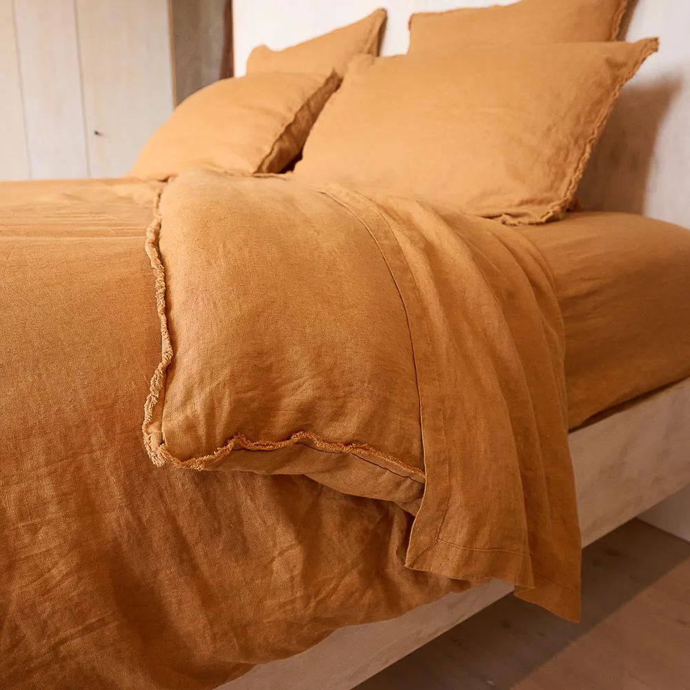 French Linen Flat Sheet - Ochre