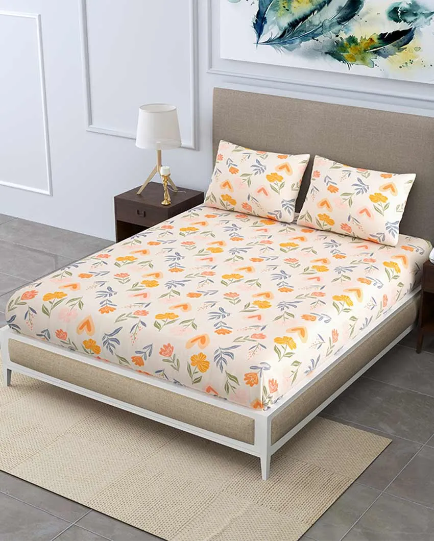 Fritillaria Floral Polycotton Flat Bedding Set | Double Size | 90 x 108 inches