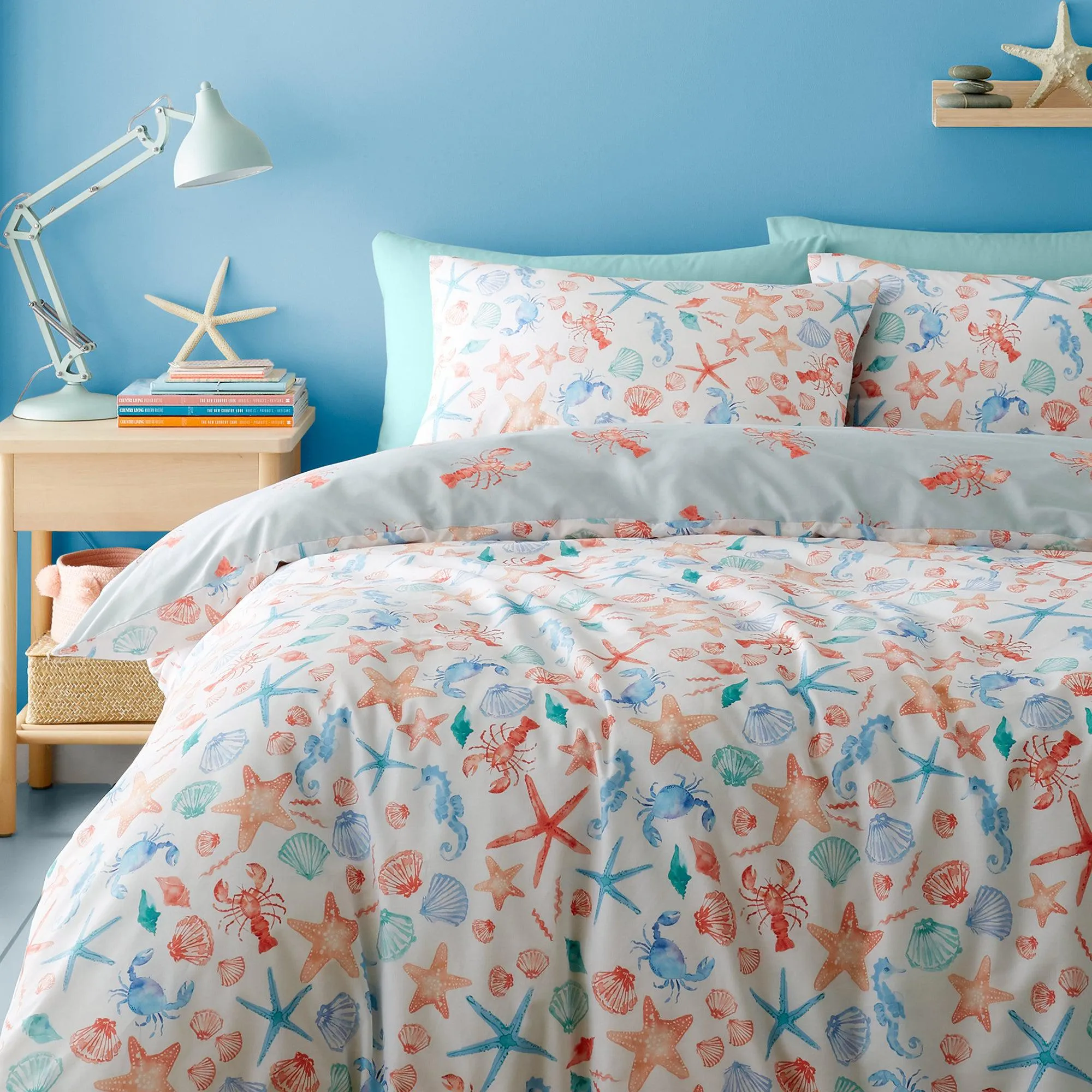 Fusion Coastal Bay Duvet Cover Set - Coral/Camel