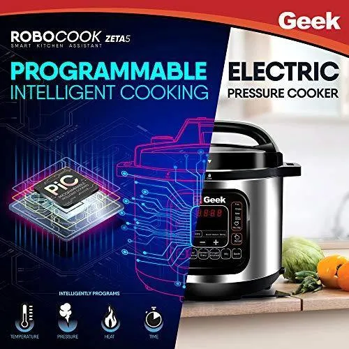 Geek Robocook Zeta 5 Litre Electric Pressure Cooker with Non Stick Pot, Black