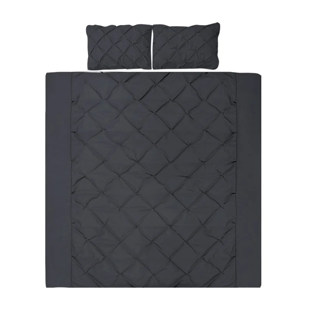 Giselle Quilt Cover Set Diamond Pinch Black - Super King