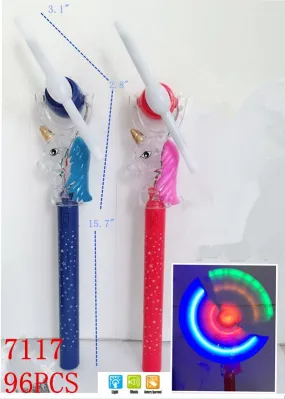 Glow In Dark Unicorn Windmill Wands Wholesale