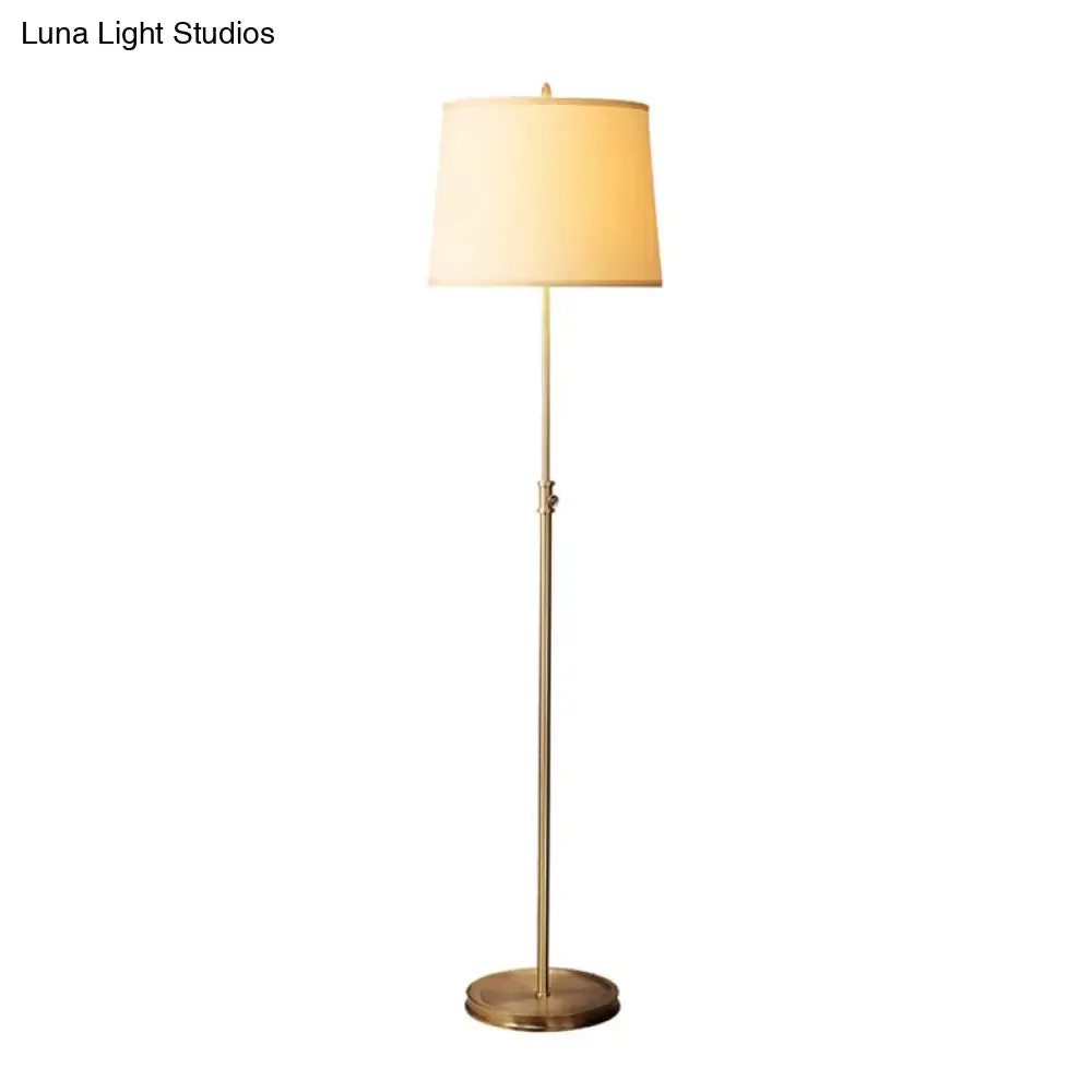 Gold Tapered Fabric Stand Up Lamp, Classic 1-Light Adjustable Floor Light for Living Room