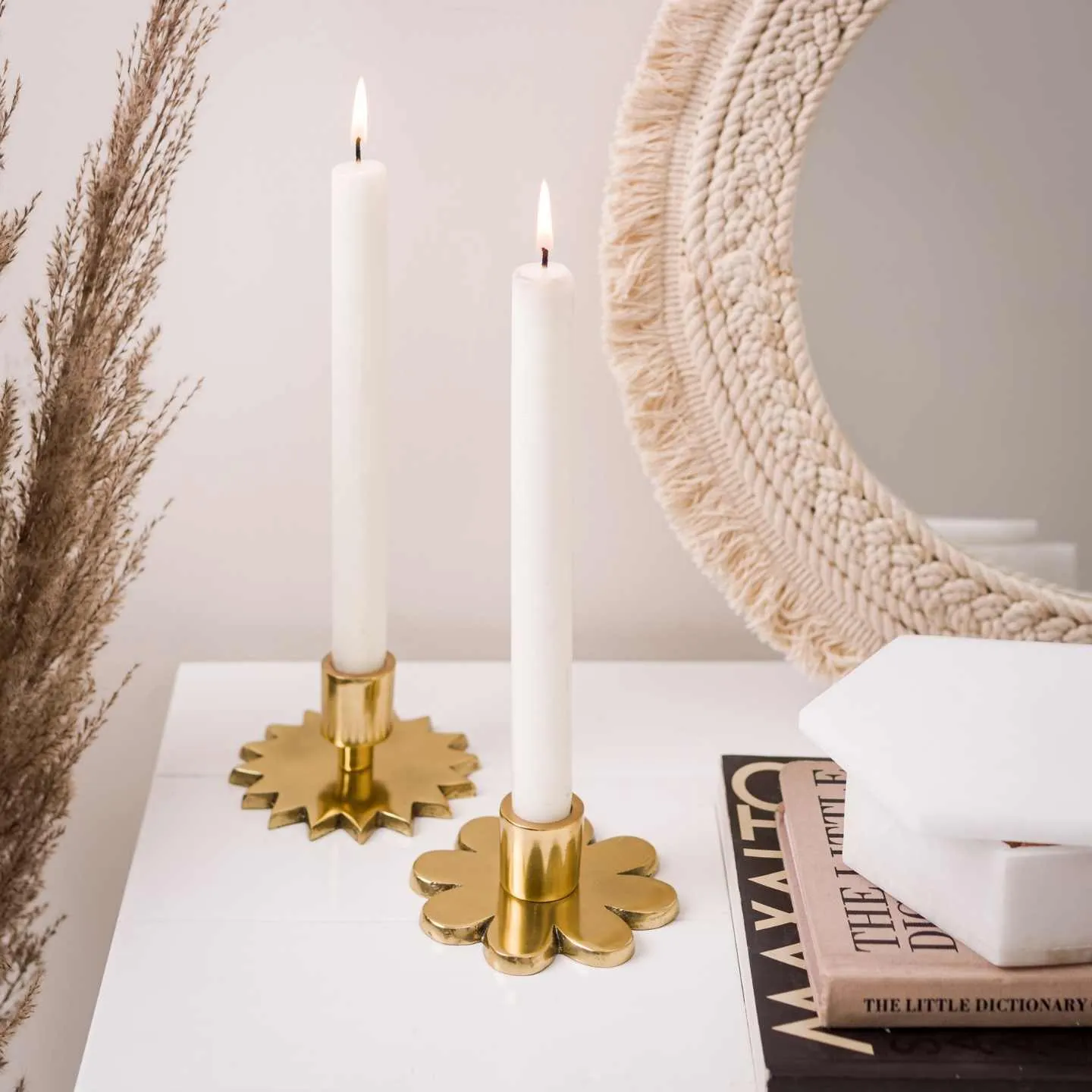 Golden Flower Petals Candle Stands