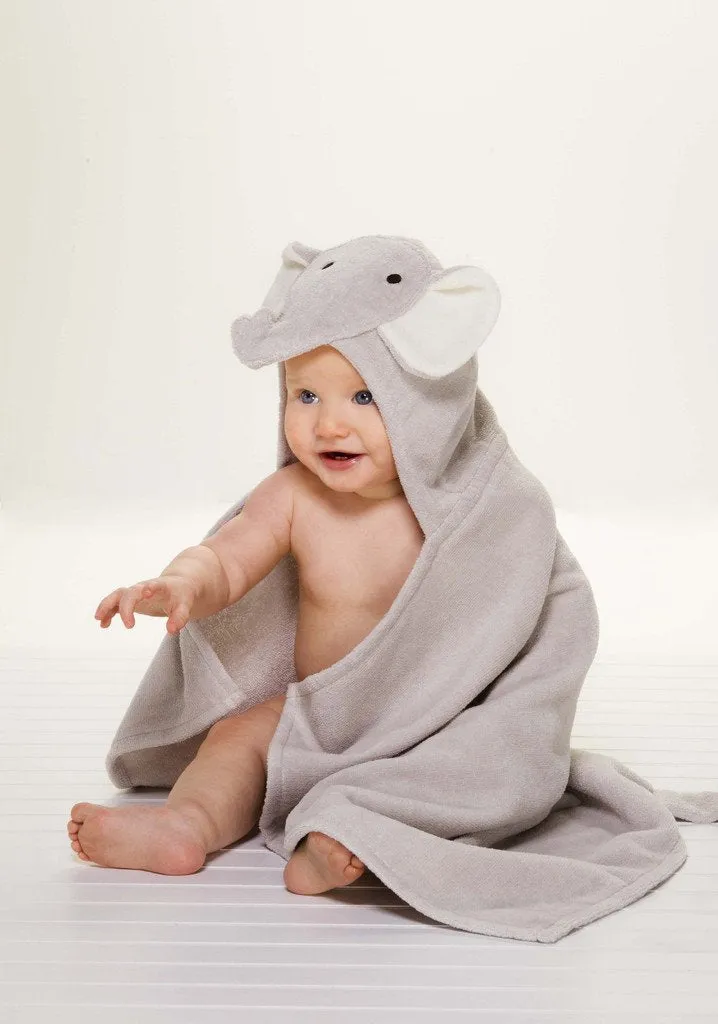 Gray Elephant Hooded Baby Bath Wrap