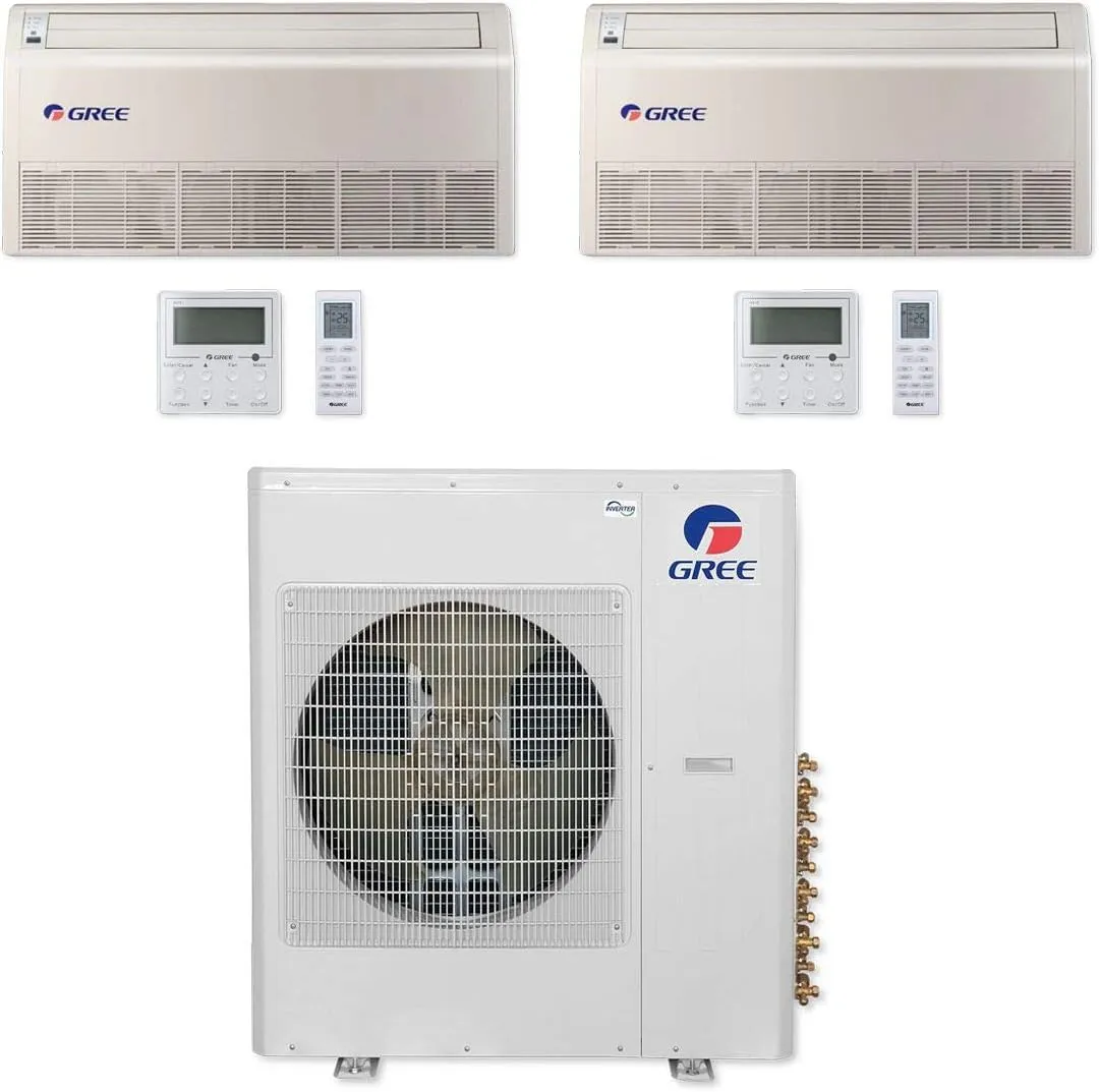 GREE Multi Gen2 Series 24,000 BTU 2-Zone Universal Floor/Ceiling 18K 18K Ductless Mini-Split System