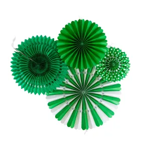 Green and White Party Fan Set