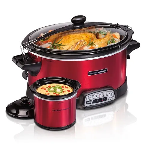 Hamilton Beach 33478 Stay or Go Programmable Slow Cooker with Party Party Dipper