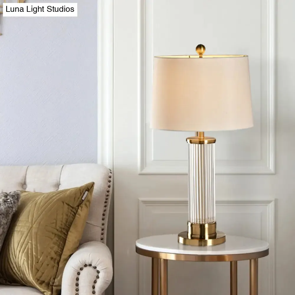 Hand-Cut Crystal White Table Lamp: Modern Reading Light for Study