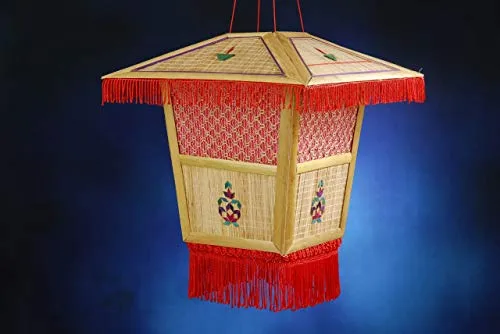 Hand Made Cane Diwali Lantern | Kandil | Diwali Decoration | DMD 007 (Red)