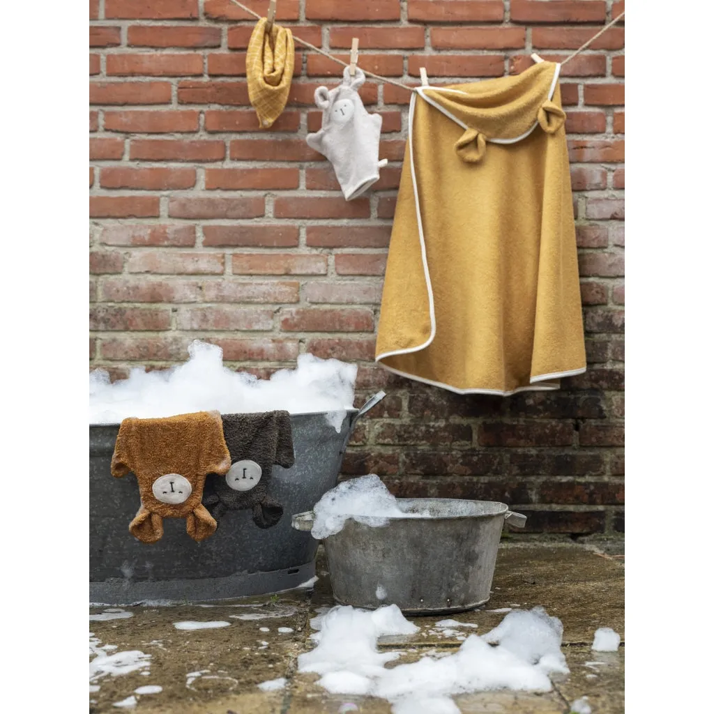 Hooded Baby Towel - Bear - Ochre