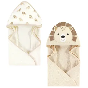 Hudson Baby Cotton Animal Face Hooded Towel, Lion 2-Piece