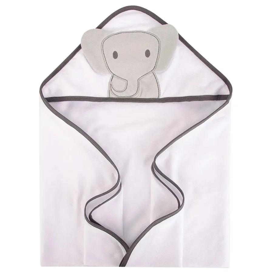 Hudson Baby Knit Terry Hooded Towel 3pc - Grey Modern Elephant