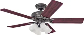 Hunter 53067/25587 Ceiling Fan, 5-Blade, Cherry/Walnut Blade, 52 in Sweep, 3-Speed, With Lights: Yes :EA: QUANTITY: 1