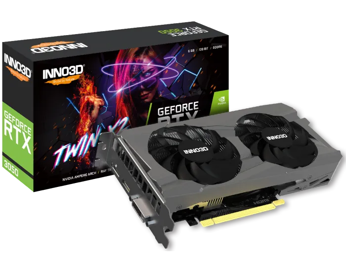 INNO3D GRAPHIC CARD RTX 3050 TWIN X2 6GB DDR6  GF-RTX3050 TWIN X2 6GB