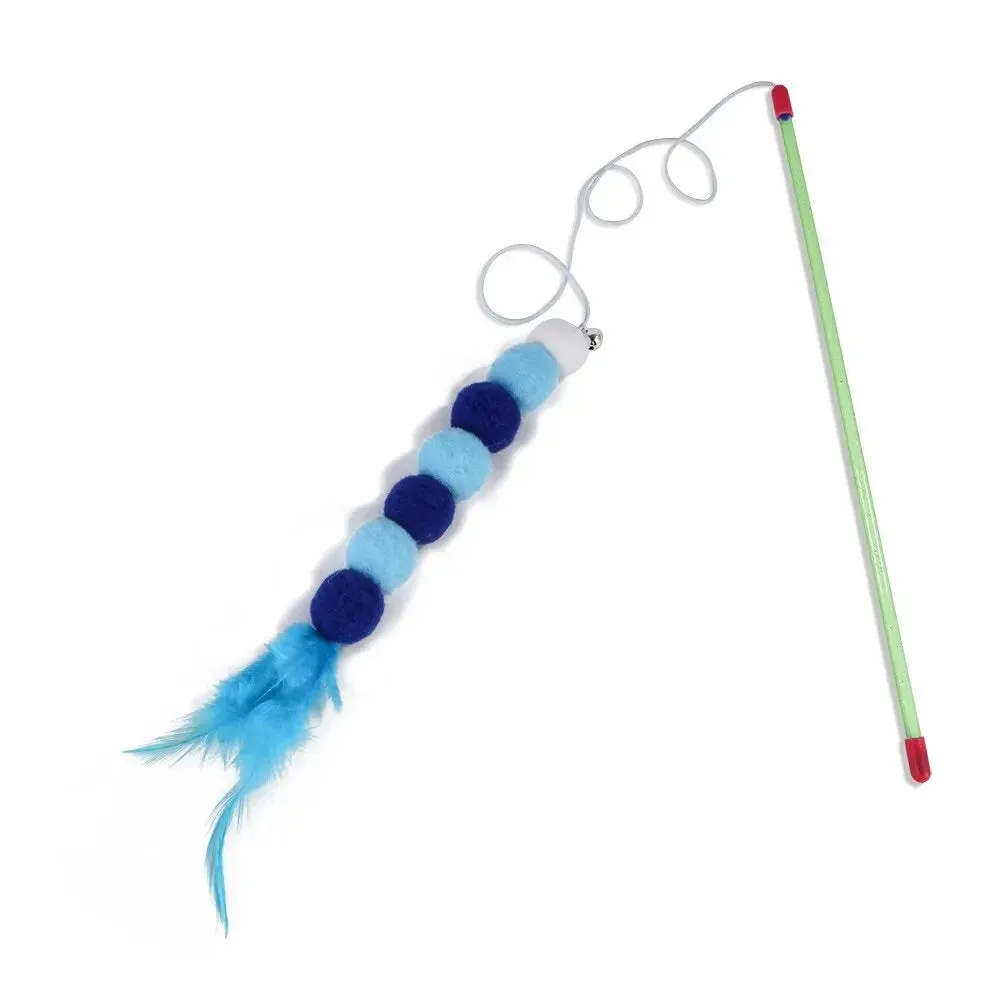 Interactive Cat Wand with Feathers and Bells