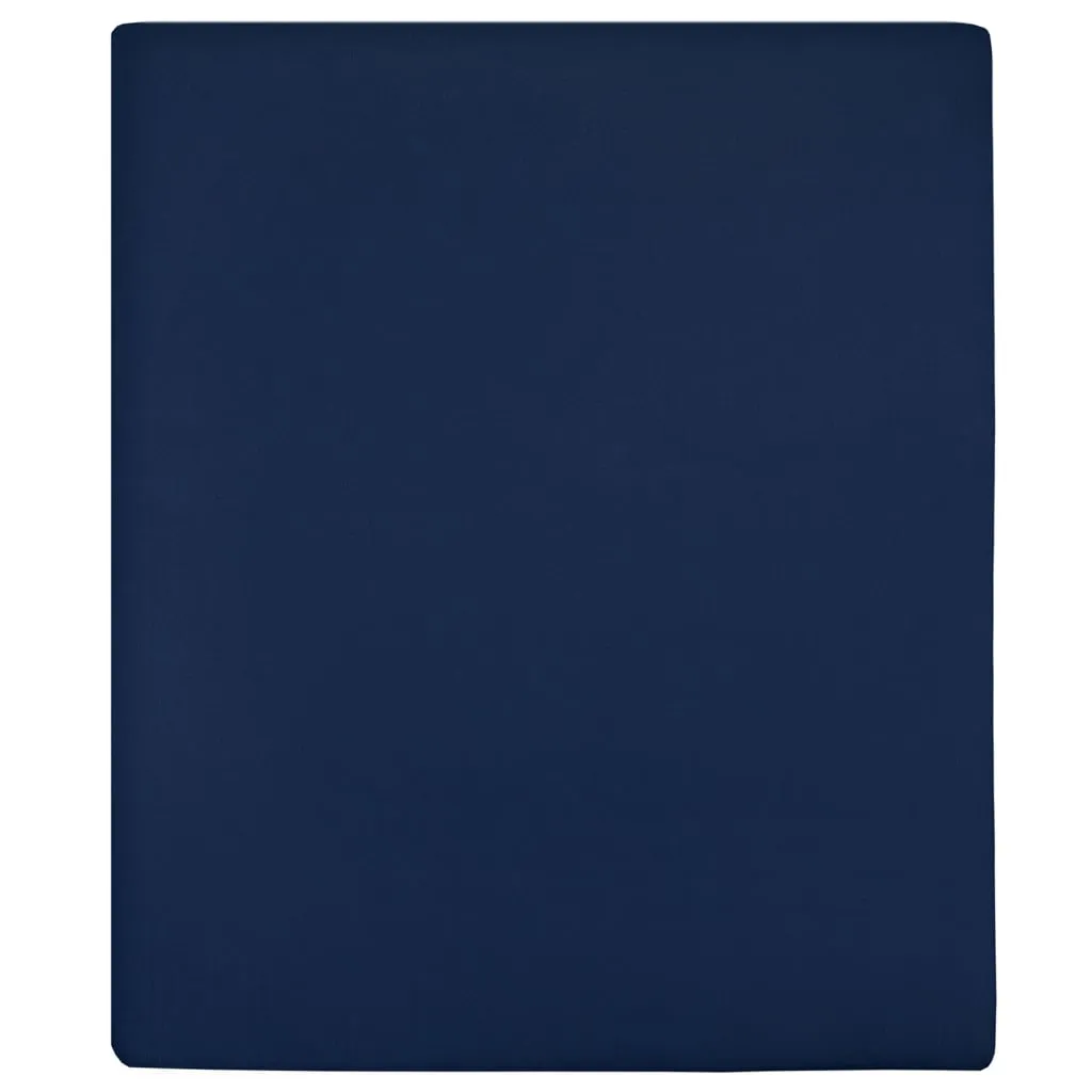 Jersey Fitted Sheet Navy Blue 140x200 cm Cotton