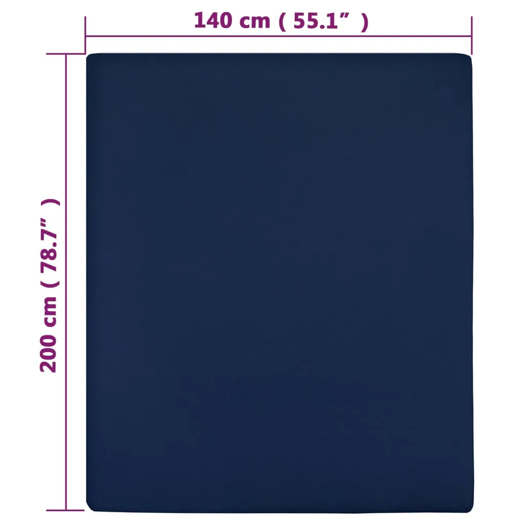 Jersey Fitted Sheet Navy Blue 140x200 cm Cotton