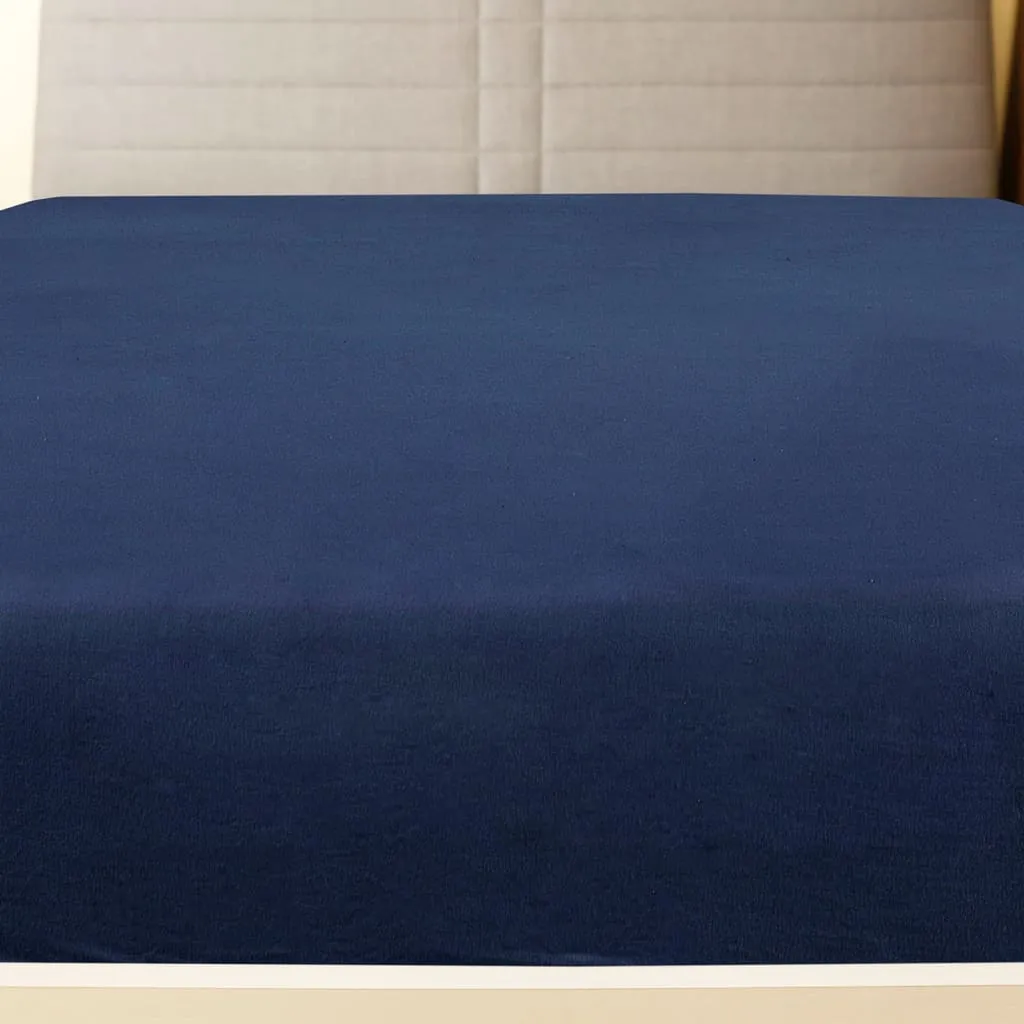 Jersey Fitted Sheet Navy Blue 140x200 cm Cotton