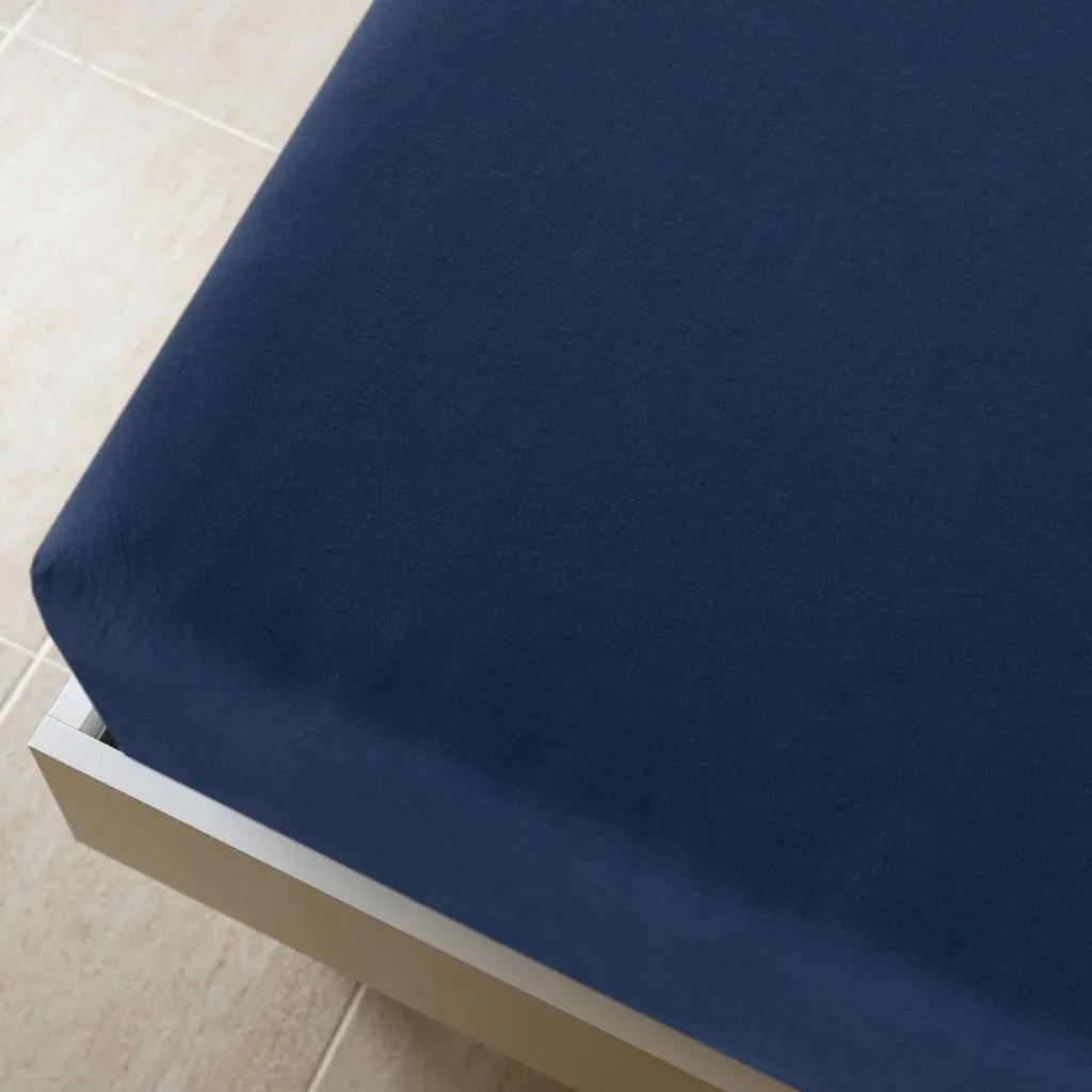 Jersey Fitted Sheet Navy Blue 140x200 cm Cotton