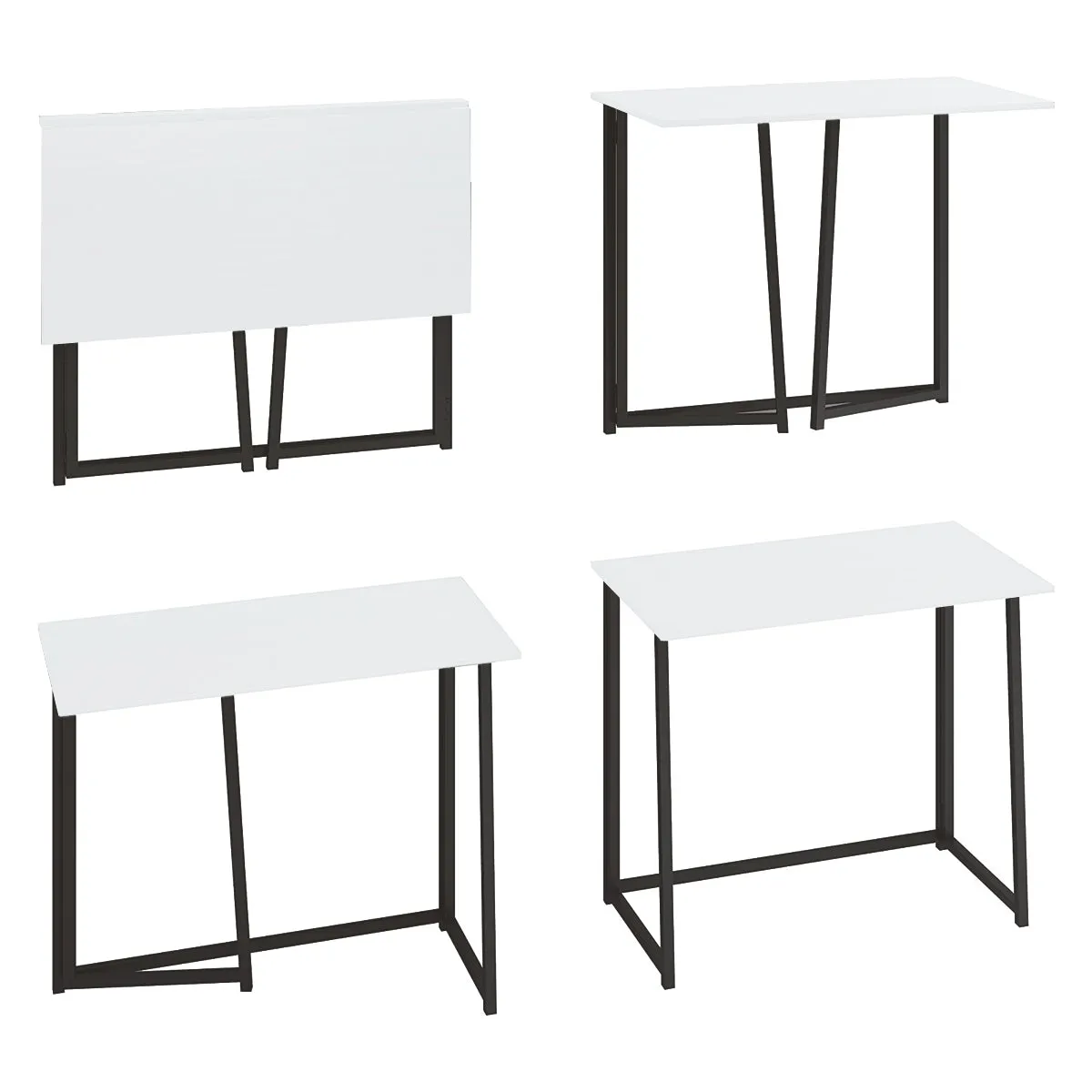 Kawachi Small Folding Writing Study, Laptop, Computer Desk Foldable Home and Office Table Workstation for Small Space Offices White