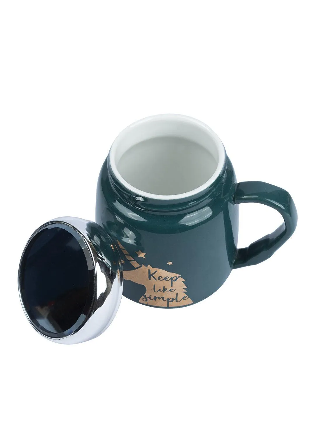 Keep Like Simple' Coffee Mug With Lid -  Sea Green, 360Ml