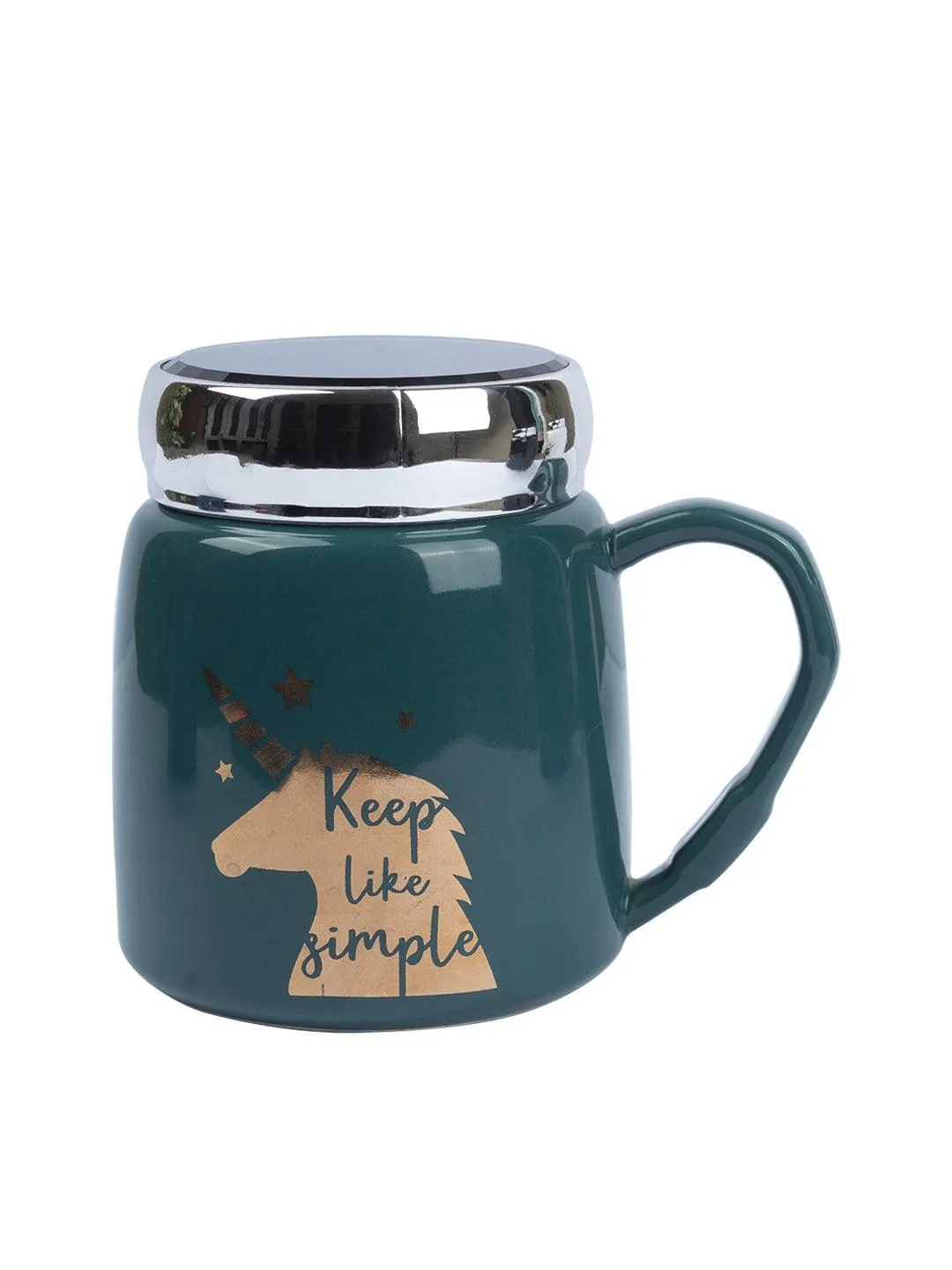 Keep Like Simple' Coffee Mug With Lid -  Sea Green, 360Ml