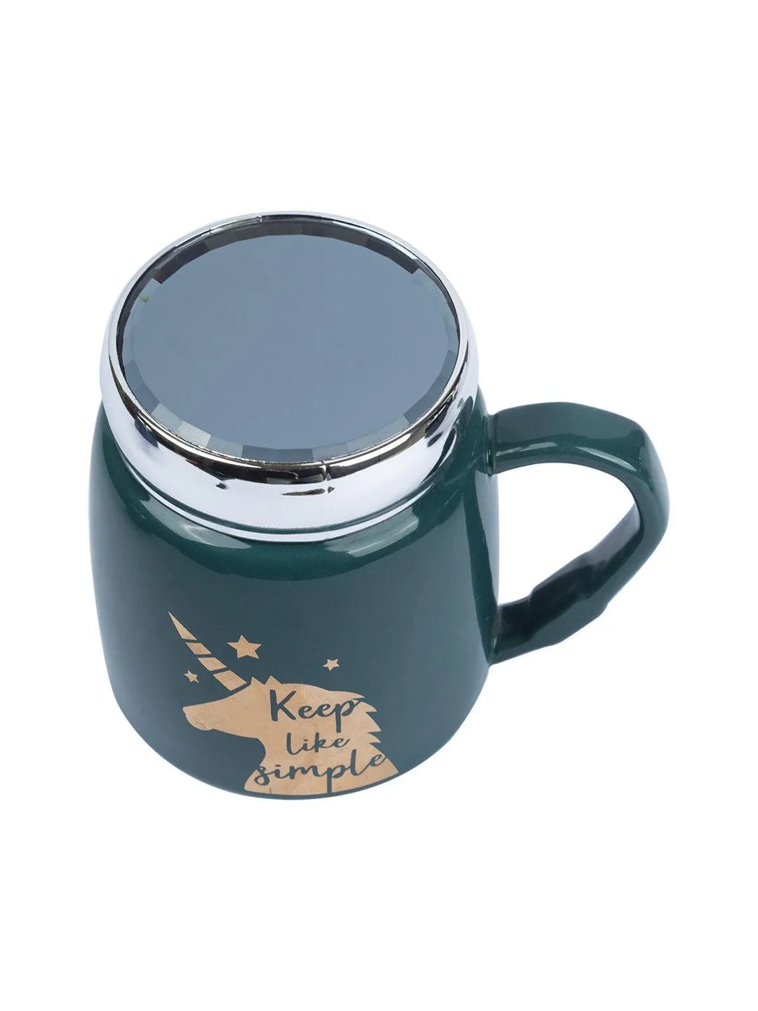 Keep Like Simple' Coffee Mug With Lid -  Sea Green, 360Ml